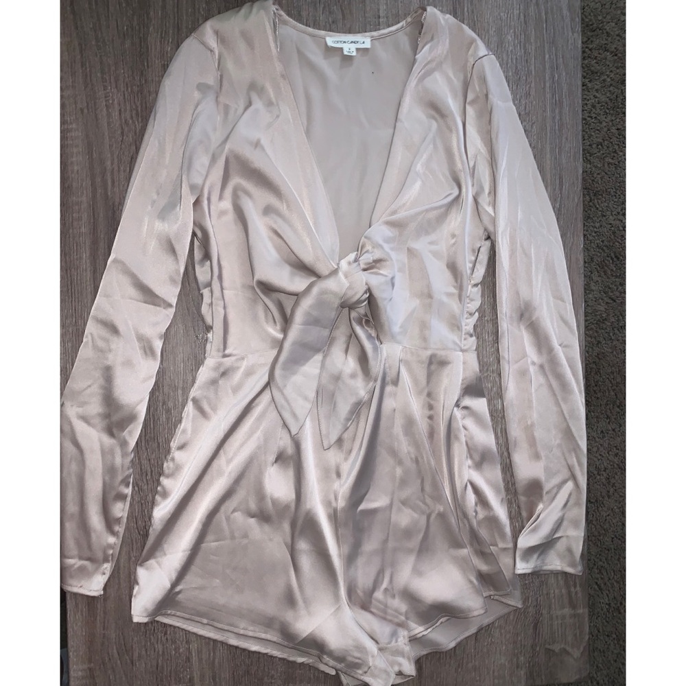 Nude silk romper